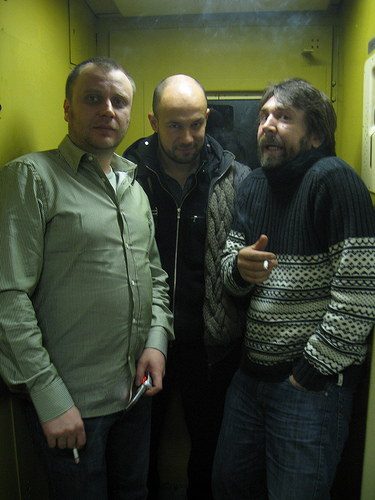 Сергей Шнуров, Андрей Антоненко, Денис Можин — группа Рубль. 2008 год